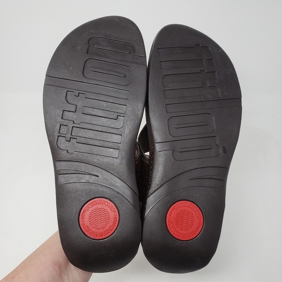 Fitflop Electra Classic Bronze Sequin Thong Flip Flop Toe-Post Sandal Size 9 - Picture 6 of 7